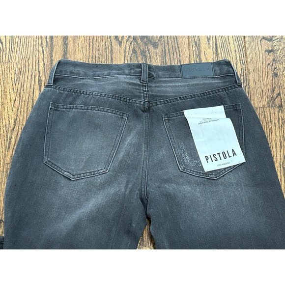 PISTOLA Jeans Women's Size 26 Black Denim Raw Hem Charlie High Rise Straight - Picture 9 of 10